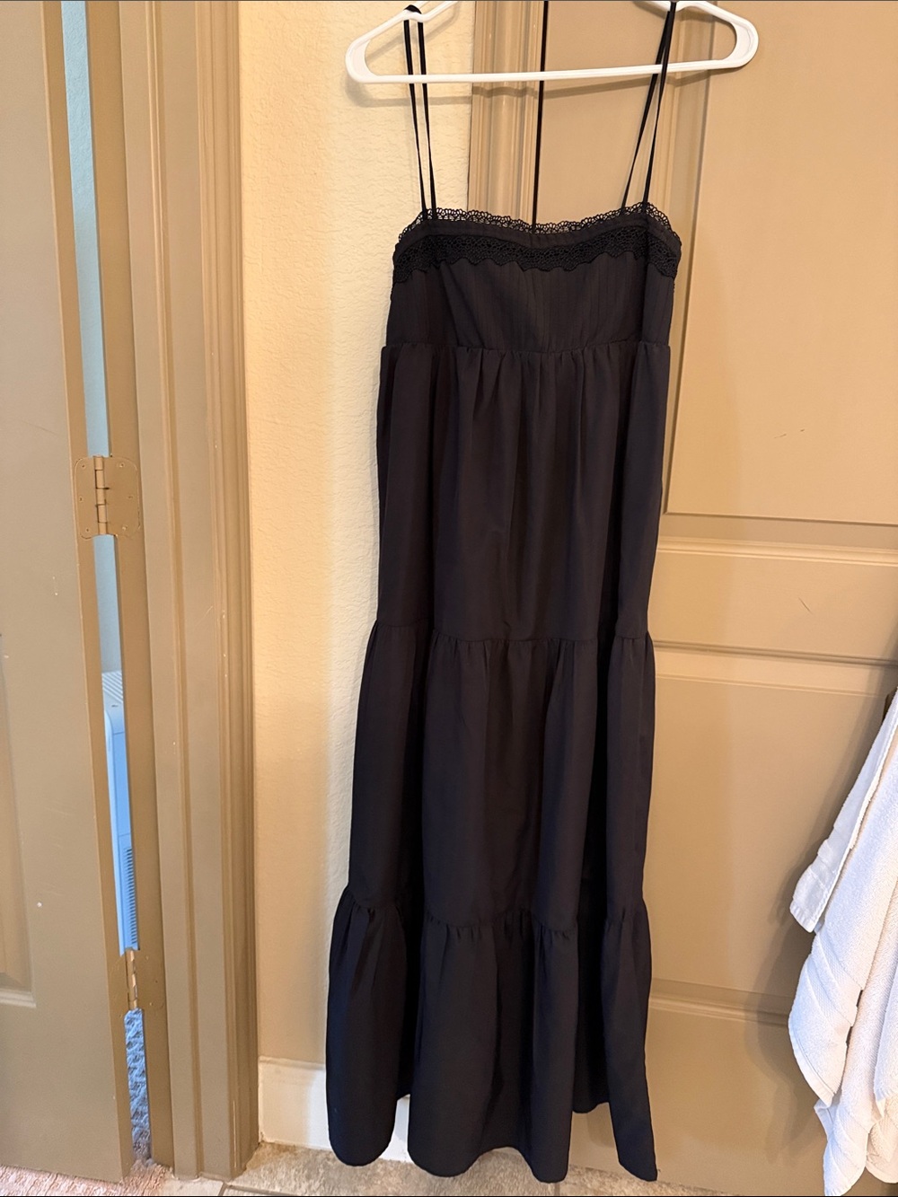 Zara Black Spaghetti Strap Tiered Maxi Dress